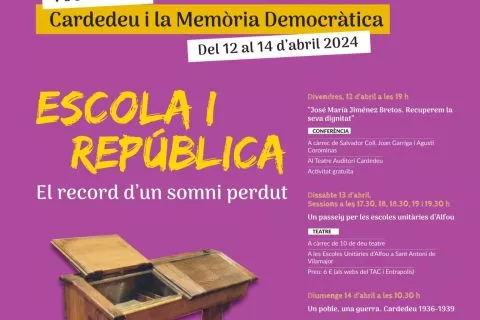 I Jornades Cardedeu i la Memòria Democràtica: “Escola i República. El record d’un somni perdut”